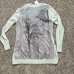 H&M Gray Tree Print Cardigan